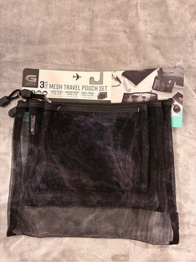 G/FORCE Black Mesh Travel Pouch Set - 3 Pack cosmetic